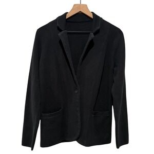 J. Crew Schoolboy Sweater Blazer Women Sz M Black 100% Cotton Preppy Academia